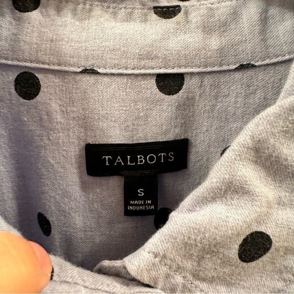 Talbots Shirt Size Small Cotton Button Down Blue Dotted Long Sleeve - Picture 8 of 12
